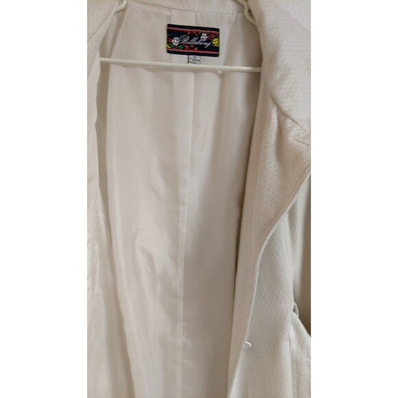 Women's BILLABONG Cotton/Poly Cream Color Double Breasted Belted Coat Size 12 - Picture 11 of 13